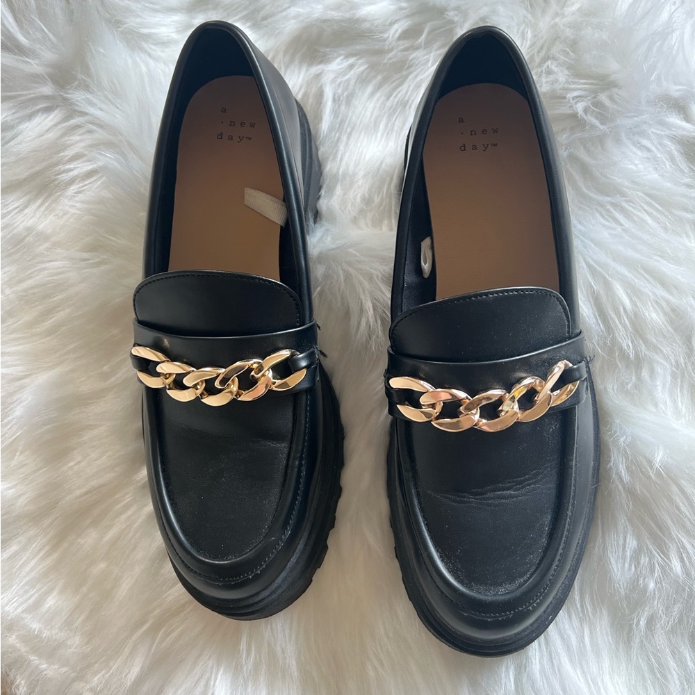A New Day black and gold loafer womens size 10 - Picture 3 of 6